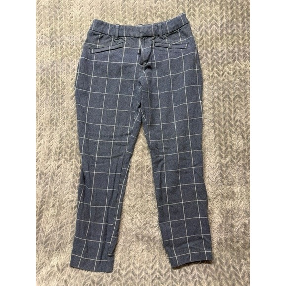 GAP Pants - Gap Curvy Signature Skinny Ankle Pants Blue White Windowpane Plaid Size 6 0398